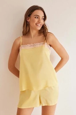 Zdjęcie produktu women'secret piżama SENSE VALENTINE damska kolor żółty satynowa 2547594