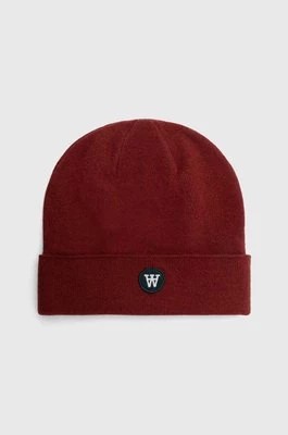 Zdjęcie produktu Wood Wood czapka wełniana kolor czerwony z grubej dzianiny wełniana