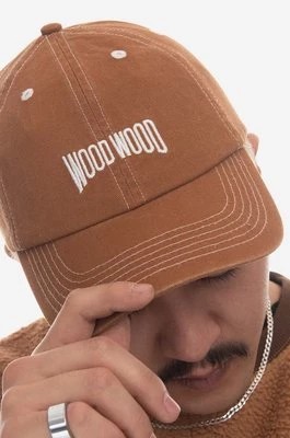 Zdjęcie produktu Wood Wood czapka z daszkiem bawełniana kolor brązowy z aplikacją 12240807.7083-ANTHRACITE