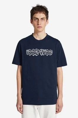 Zdjęcie produktu Wood Wood t-shirt bawełniany Bobby Shatter Logo T-shirt kolor granatowy z nadrukiem 12225707.2489-NAVY