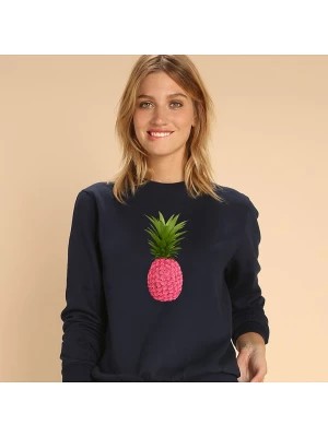 Zdjęcie produktu WOOOP Bluza "Floral pineapple" w kolorze granatowym rozmiar: L