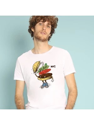 Zdjęcie produktu WOOOP Koszulka "Burger greeting" w kolorze białym rozmiar: XXL
