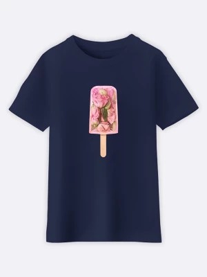 Zdjęcie produktu WOOOP Koszulka "Floral Popsicle" w kolorze granatowym rozmiar: 128