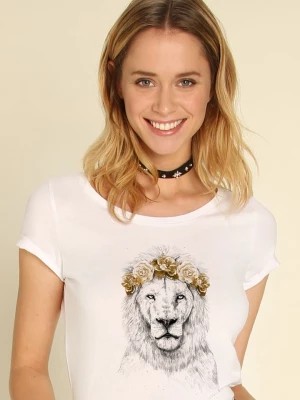 Zdjęcie produktu WOOOP Koszulka "Lion Autumn" w kolorze białym rozmiar: M
