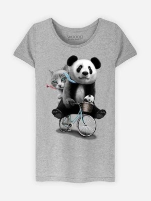 Zdjęcie produktu WOOOP Koszulka "Panda Bicycle" w kolorze szarym rozmiar: L
