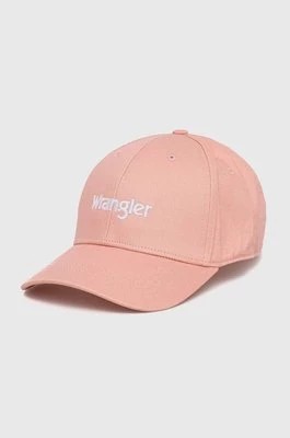 Zdjęcie produktu Wrangler czapka z daszkiem bawełniana kolor różowy z nadrukiem