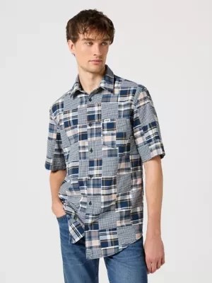 Zdjęcie produktu Wrangler Short Sleeve One Pocket Shirt Blue Patchwork Size