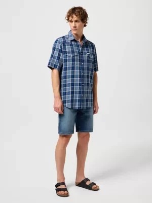 Zdjęcie produktu Wrangler Short Sleeve Western Shirt Light Blue Indigo Size