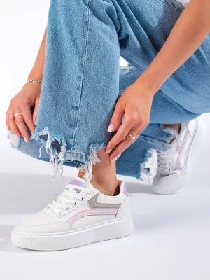 Zdjęcie produktu Wygodne damskie białe buty sportowe Shelvt