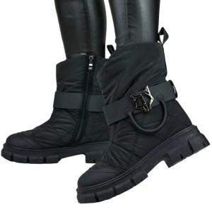 Zdjęcie produktu Wysokie buty zimowe damskie ocieplane śniegowce czarne Merg