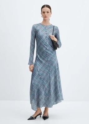 Zdjęcie produktu Satynowa sukienka w kratę Mango