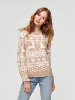 Zdjęcie produktu Żakardowy sweter we wzory brązowy House