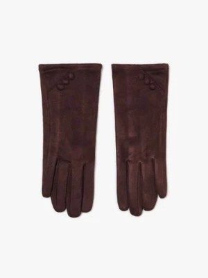 Zdjęcie produktu Zamszowe rękawiczki damskie ciemnobrązowe Moodo