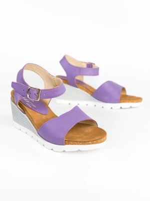 Zdjęcie produktu Zapato Skórzane sandały w kolorze fioletowym na koturnie rozmiar: 38