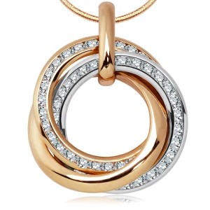 Zdjęcie produktu Zawieszka z dwukolorowego złota z cyrkoniami - koła Biżuteria YES
