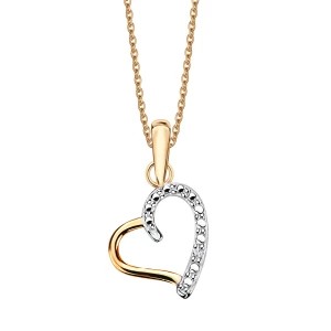 Zdjęcie produktu Zawieszka z dwukolorowego złota z diamentem - serce Biżuteria YES