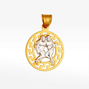 Zdjęcie produktu Zawieszka ze złota bliźnięta z wzorem greckim