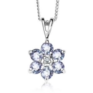 Zdjęcie produktu Zawieszka złota z diamentem i niebieskimi tanzanitami - kwiat Biżuteria YES