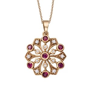 Zdjęcie produktu Zawieszka złota z rubinami i szafirami - Kolekcja Wiktoriańska Wiktoriańska - Biżuteria YES