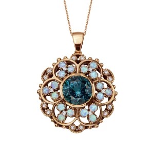 Zdjęcie produktu Zawieszka złota z topazem, opalami i diamentami - Kolekcja Wiktoriańska Wiktoriańska - Biżuteria YES