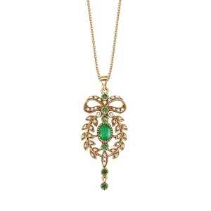Zdjęcie produktu Zawieszka złota ze szmaragdami, diamentami i perłami - Kolekcja Wiktoriańska Wiktoriańska - Biżuteria YES