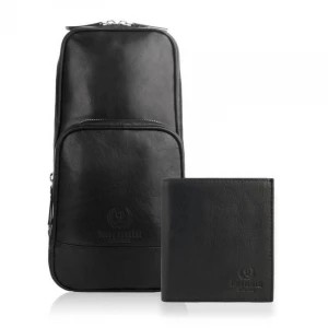 Zdjęcie produktu Zestaw dla mężczyzn skórzany plecak i czarny portfel Merg