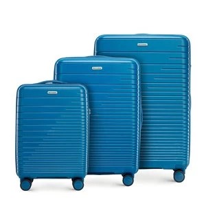 Zdjęcie produktu Zestaw walizek z polipropylenu z błyszczącymi paskami niebieski Wittchen