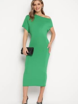 Zdjęcie produktu Zielona Asymetryczna Sukienka Midi o Dopasowanym Fasonie Tivalle