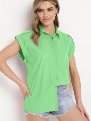 Zdjęcie produktu Zielona Bawełniana Koszula bez Rękawów Zapinana na Guziki Xanessi
