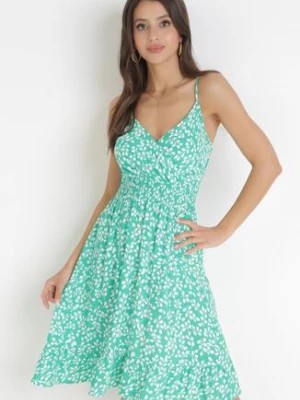 Zdjęcie produktu Zielona Bawełniana Sukienka na Ramiączkach Niaia