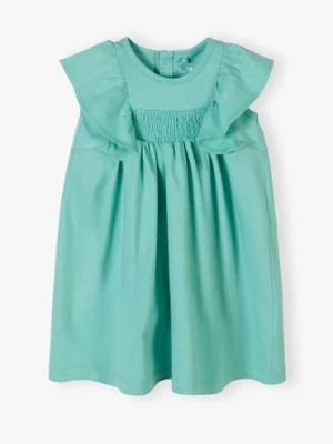 Zdjęcie produktu Zielona bawełniana sukienka niemowlęca z krótkim rękawem 5.10.15.