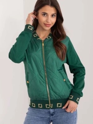 Zdjęcie produktu Zielona bluza bomberka damska z ozdobnymi ściągaczami RELEVANCE