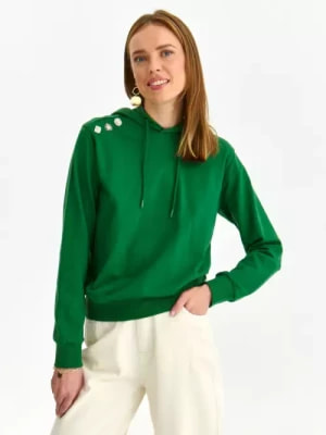 Zdjęcie produktu Zielona bluza damska z kryształkami i kapturem TOP SECRET