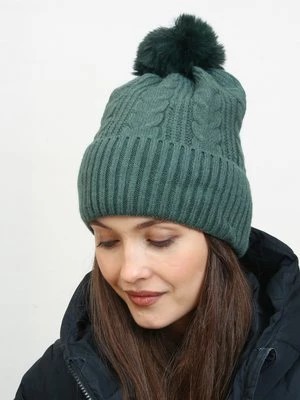 Zdjęcie produktu Zielona czapka damska z pomponem Shelvt