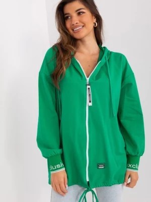 Zdjęcie produktu Zielona długa bluza rozpinana z kapturem RELEVANCE