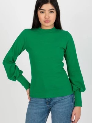Zdjęcie produktu Zielona dopasowana bluzka basic w prążek RUE PARIS