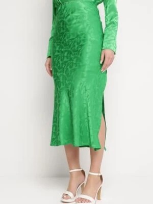 Zdjęcie produktu Zielona Elegancka Spódnica Midi z Gumką w Pasie Falire