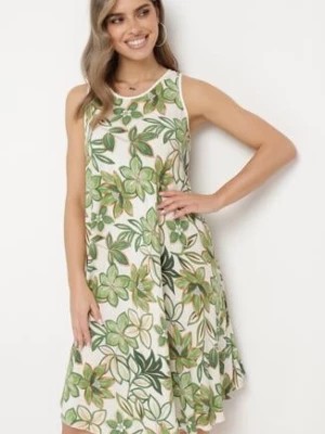 Zdjęcie produktu Zielona Klasyczna Wiskozowa Sukienka bez Rękawów Fialara