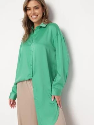 Zdjęcie produktu Zielona Koszula na Guziki o Przedłużonym Kroju Alephio