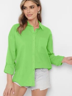 Zdjęcie produktu Zielona Koszula z Bawełny Zapinana na Guziki z Długim Rękawem Efiora