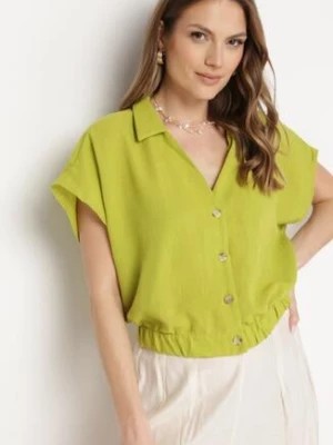 Zdjęcie produktu Zielona Koszula z Krótkimi Rękawami ze Ściągaczem na Dole Vrefla