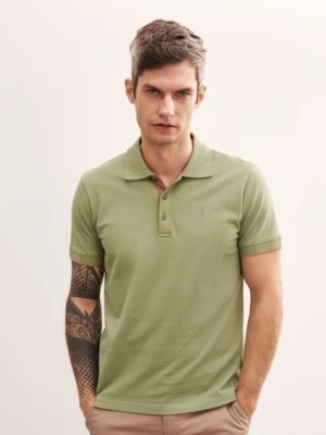 Zdjęcie produktu Zielona koszulka polo męska z logo OCHNIK
