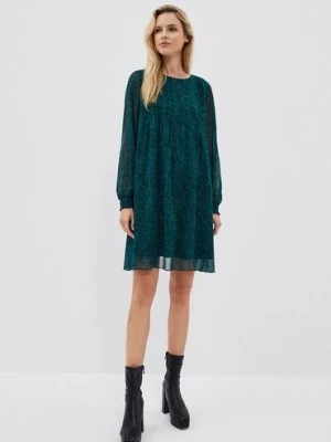 Zdjęcie produktu Zielona sukienka damska z bufiastymi rękawami Moodo