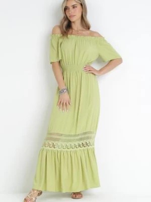 Zdjęcie produktu Zielona Sukienka Hiszpanka ze Zdobieniem z Koronki Zinnin