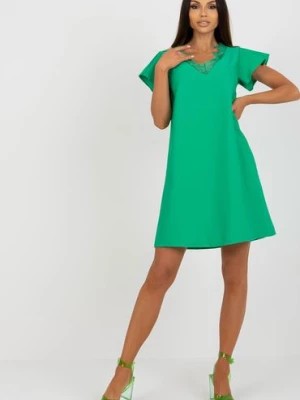 Zdjęcie produktu Zielona sukienka koktajlowa do kolana RUE PARIS