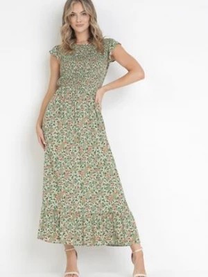 Zdjęcie produktu Zielona Sukienka Maxi z Wiskozy w Kwiaty Annunali