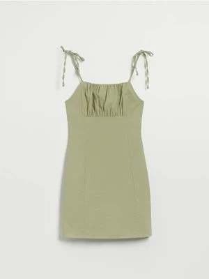 Zdjęcie produktu Zielona sukienka na wiązanych ramiączkach House