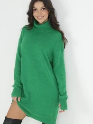 Zdjęcie produktu Zielona Sukienka Wełniana Oversize z Golfem Heire