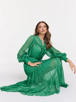 Zdjęcie produktu Zielona sukienka z falbanami TARANKO