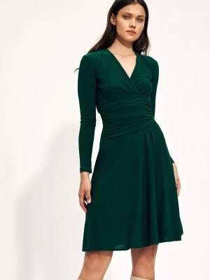 Zdjęcie produktu Zielona sukienka z kopertowym dekoltem Merg